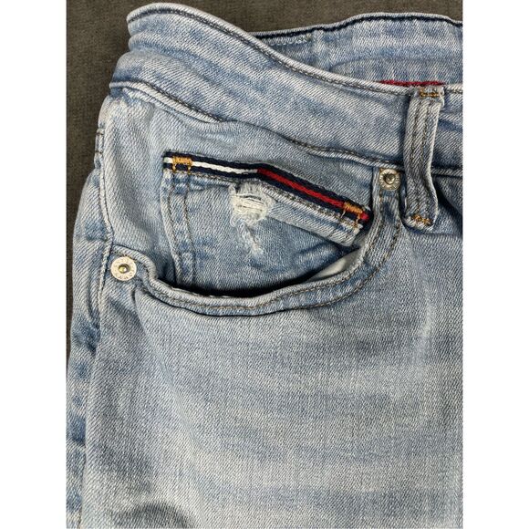 Vintage 90s Distressed Baggy Jeans Tommy Jeans Women 14 32 Light Wash Grunge - Picture 5 of 15